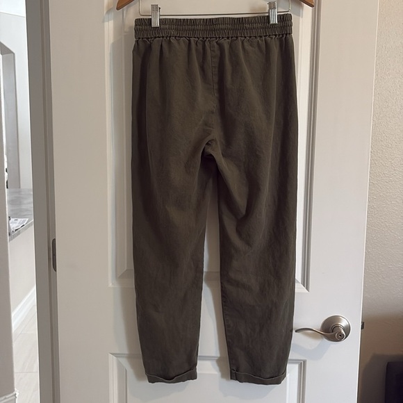 J Crew Factory Linen Cotton Blend Drawstring Pants Army Green Size 2 - Picture 6 of 11